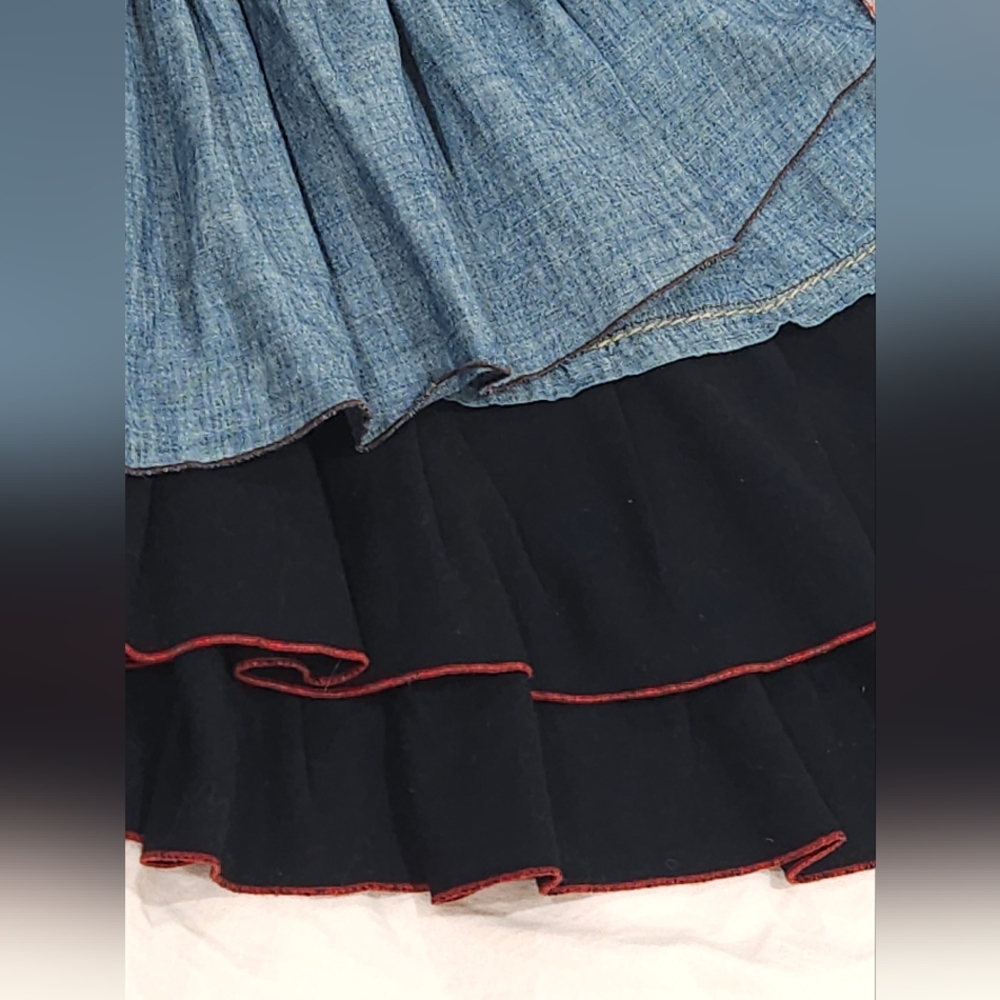 Vintage MARITHÉ & FRANÇOIS GIRBAUD Wool Blend Patchwork Multi-Layered Skirt - Picture 12 of 16